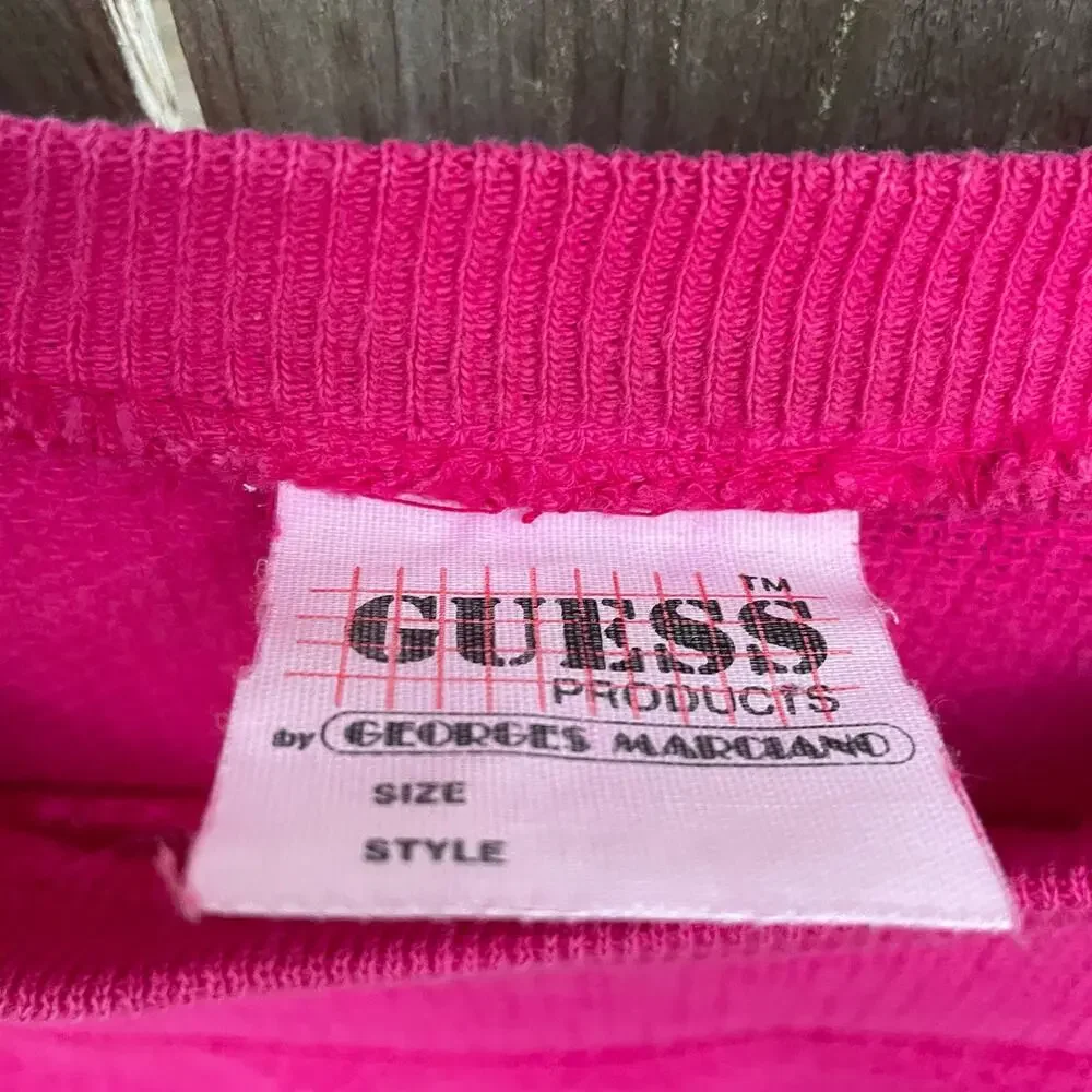 Guess Vintage Georges Marciano Knit Sweater/Sweatshirt Pink Block Letters  M